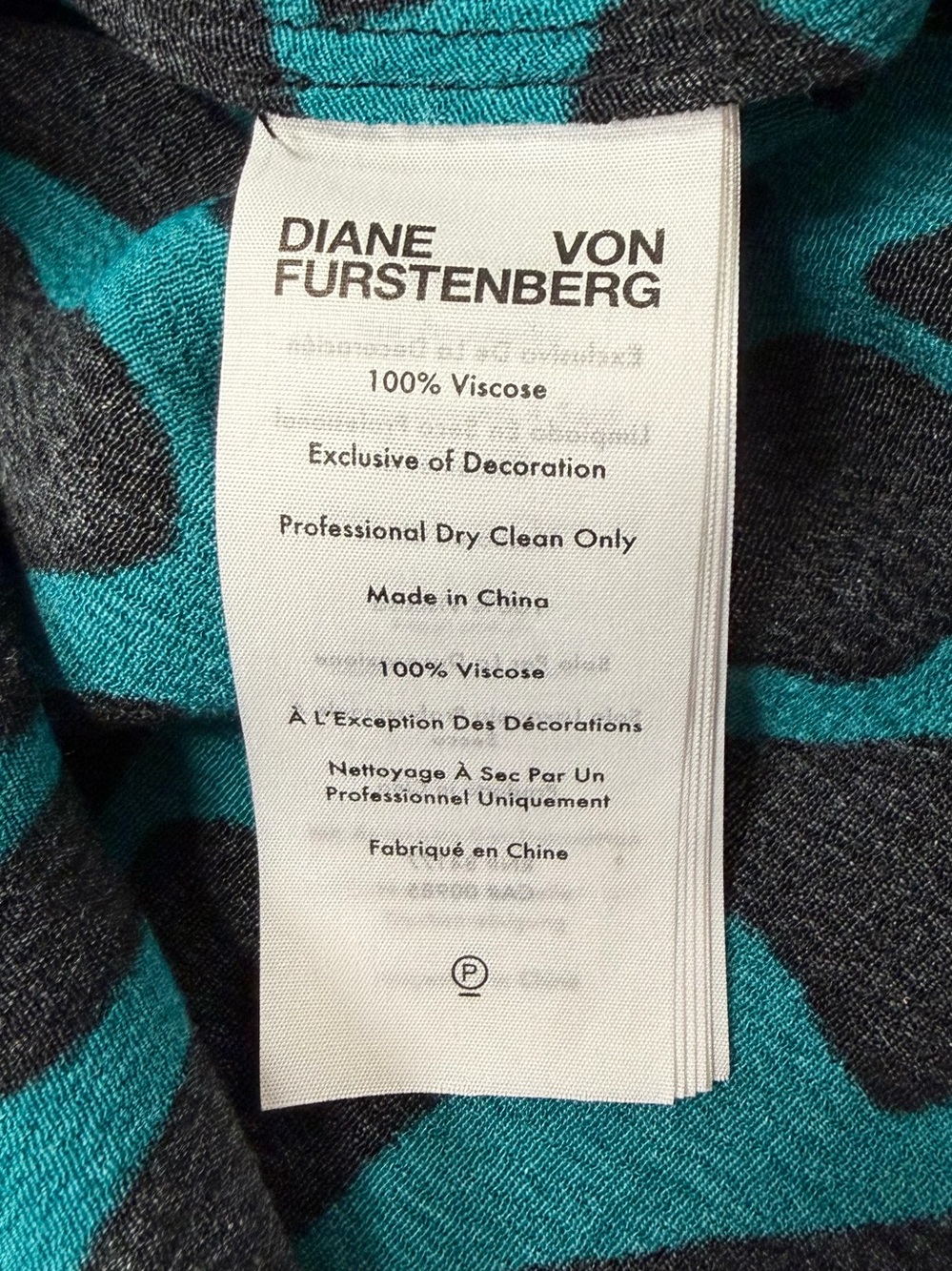 Diane Von Furstenberg DVF Alexis Giraffe Print Dress Sz 4 Puff Sleeve Teal Goth - Picture 15 of 15